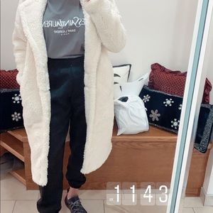 Missguided white teddy borg oversized coat